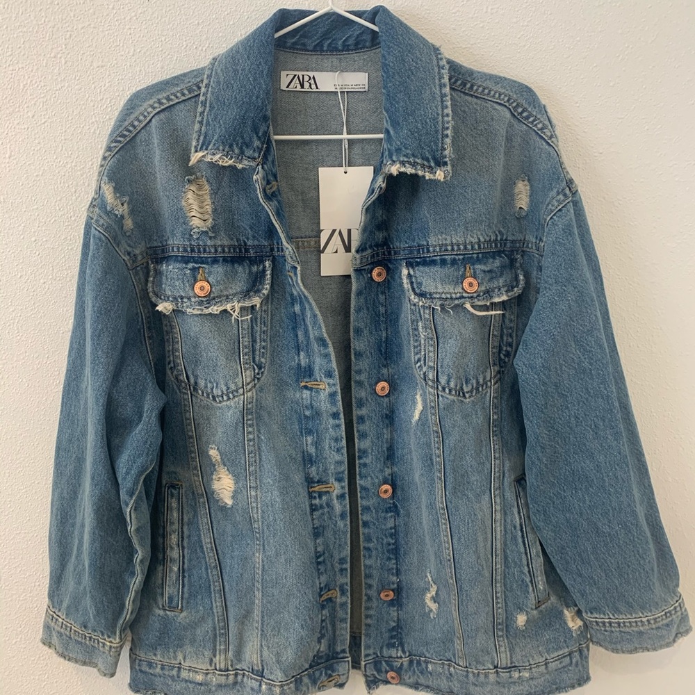 Zara Ripped Jean Jacket